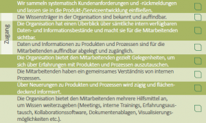 Ausschnitt der Self-Assessment-Fragebogens zur ISO 9001.